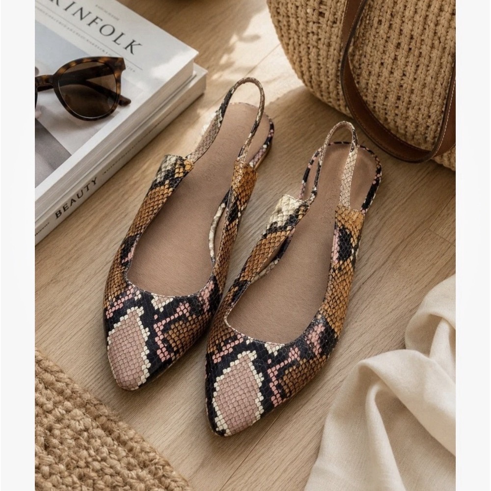 Madewell Multicolor Margot Snakeskin Print Slingback Flats Size 8